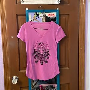 Purple V-neck graphic tee